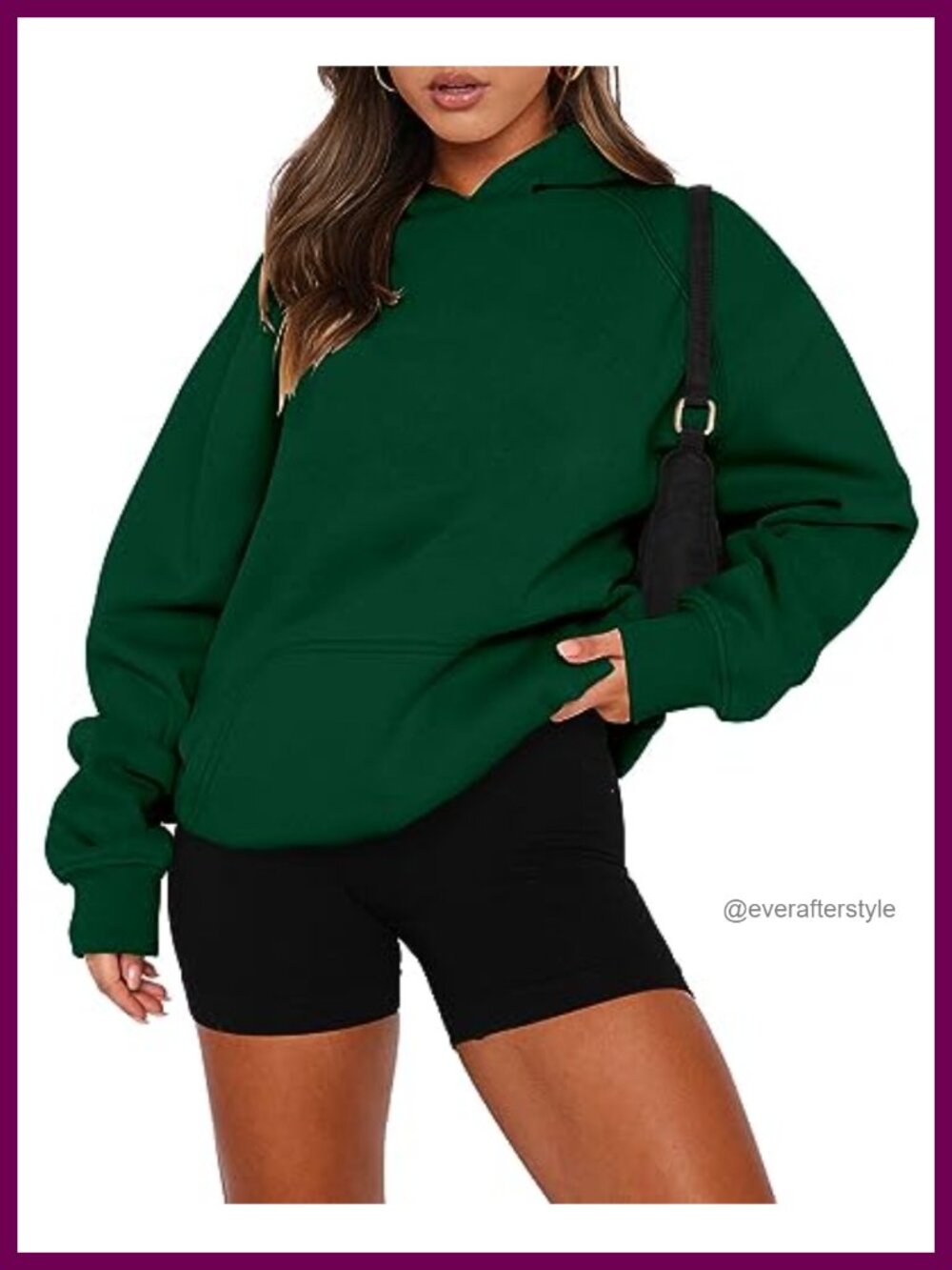 Pullover Hoodie Sweatshirt Kangaroo Pocket Fleece Drop Shoulder